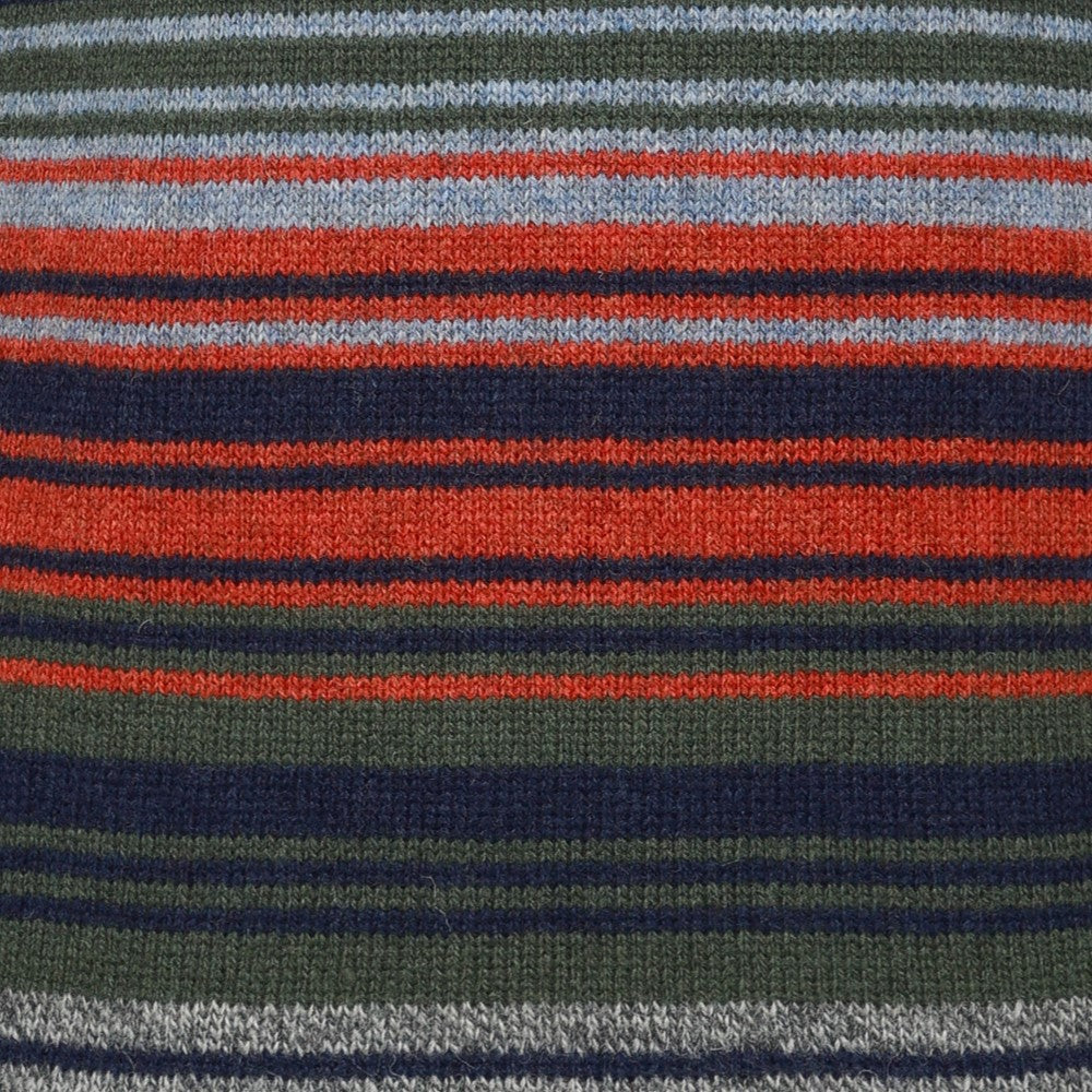 Peter Gribby Mens Striped Crew Neck Jumper - Navy