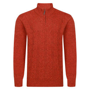 Peter Gribby Mens Cable ¼ Zip Jumper - Ember