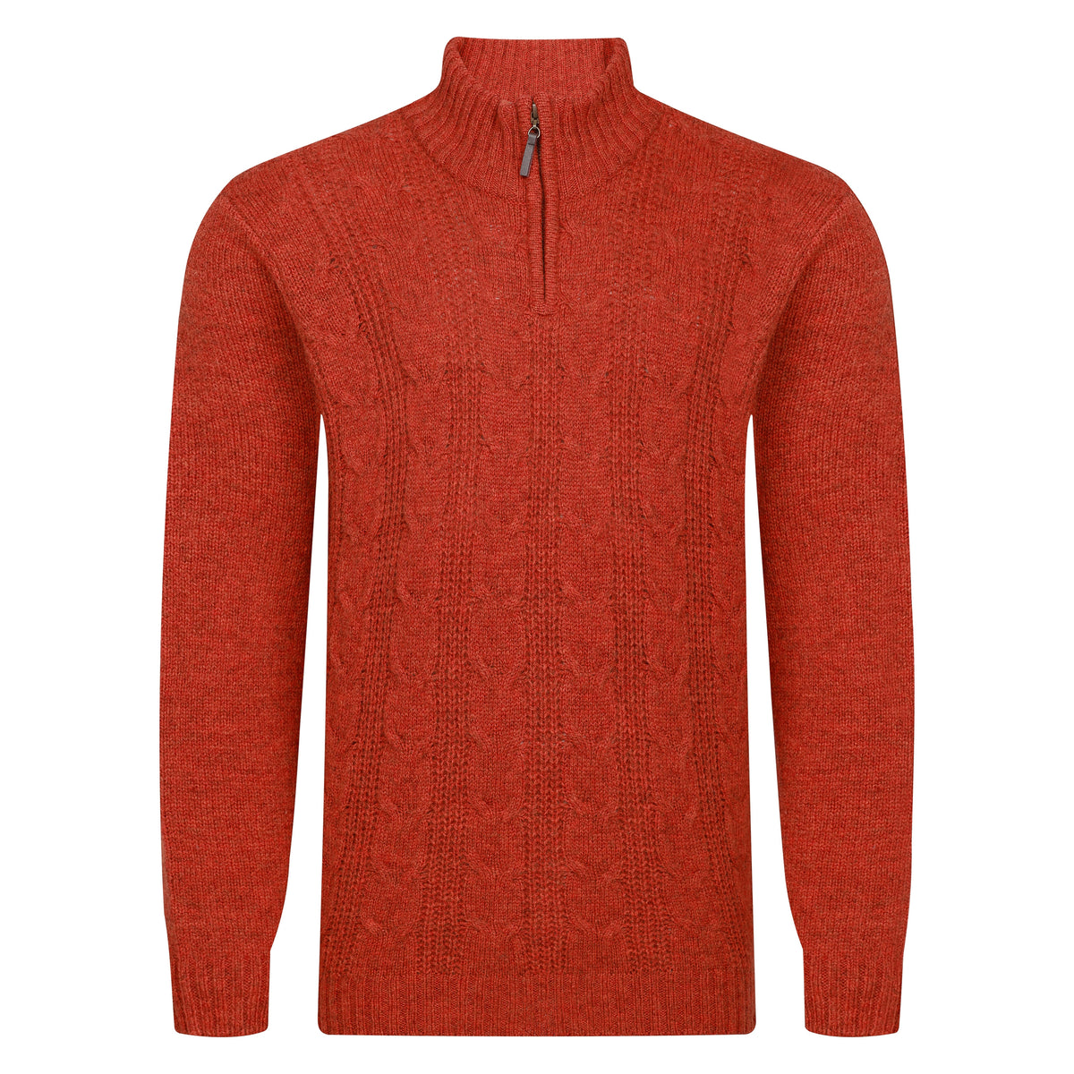 Peter Gribby Mens Cable ¼ Zip Jumper - Ember