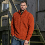 Peter Gribby Mens Cable ¼ Zip Jumper - Ember