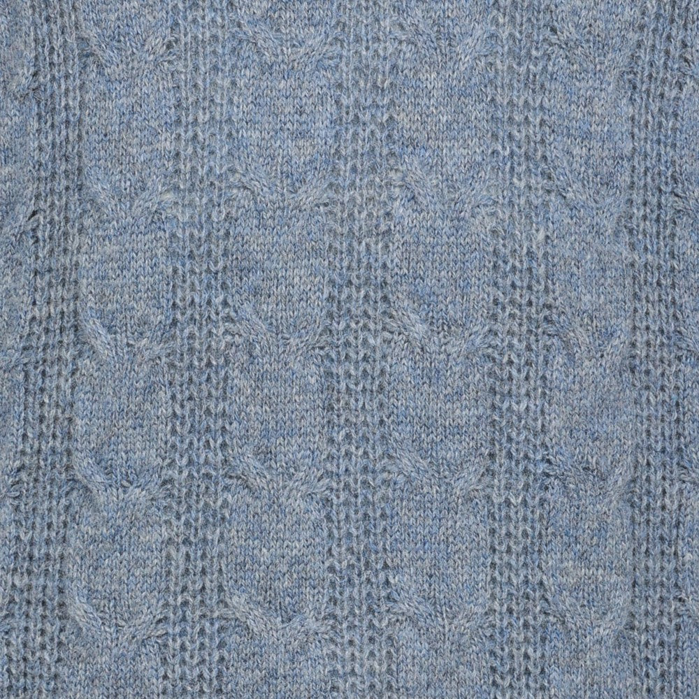 Peter Gribby Mens Cable ¼ Zip Jumper - Misty Blue