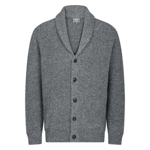 Peter Gribby Mens Ribbed Shawl Cardigan - Grey Marl