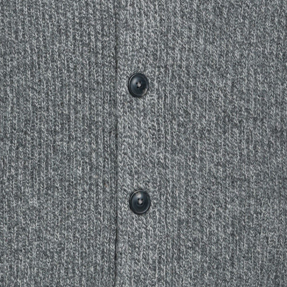 Peter Gribby Mens Ribbed Shawl Cardigan - Grey Marl