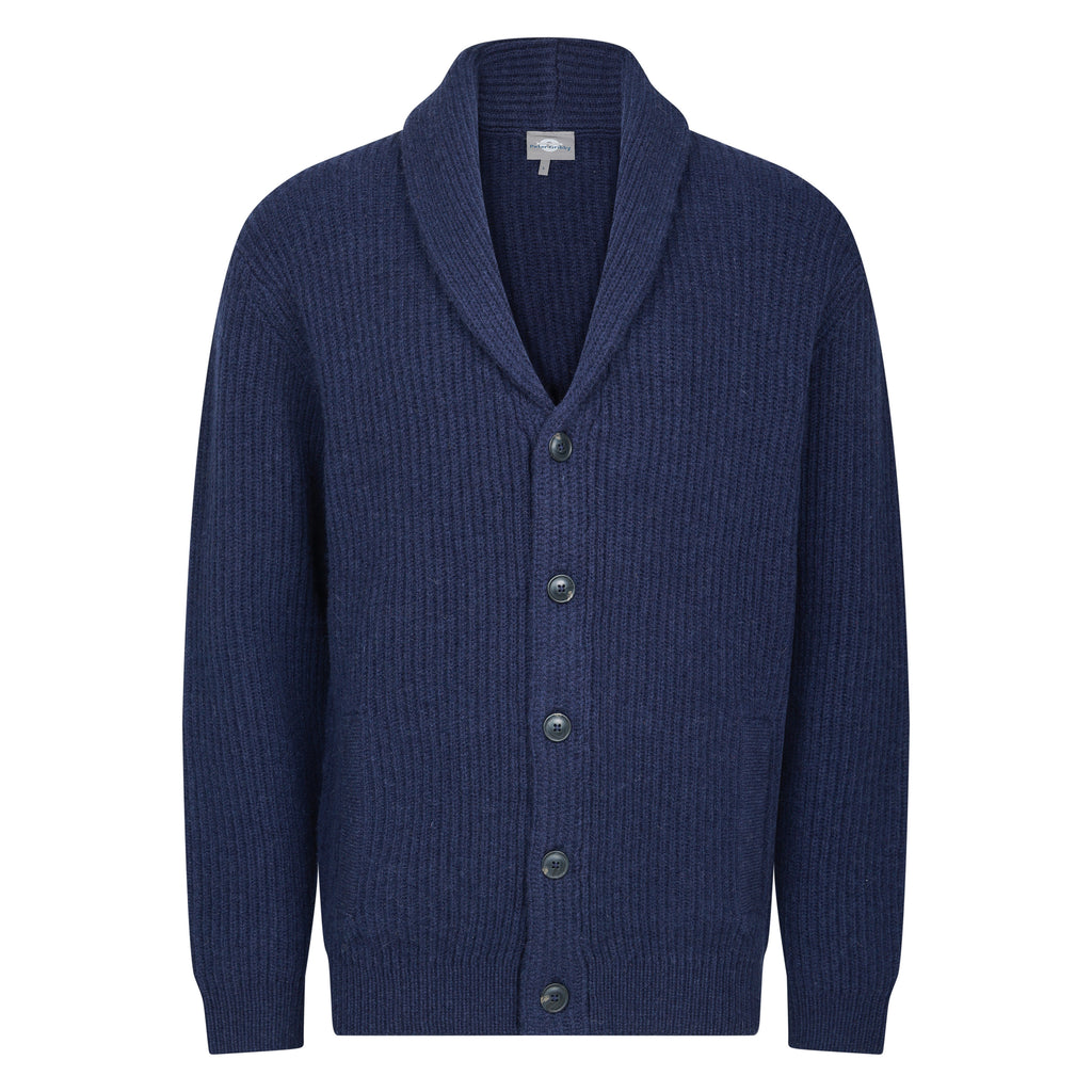 Peter Gribby Mens Ribbed Shawl Cardigan - Navy