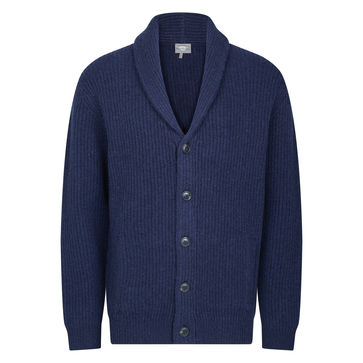 Peter Gribby Mens Ribbed Shawl Cardigan - Navy