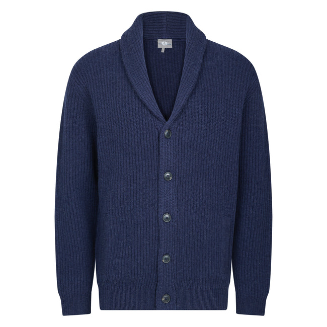 Peter Gribby Mens Ribbed Shawl Cardigan - Navy Hover Image