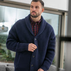 Peter Gribby Mens Ribbed Shawl Cardigan - Navy