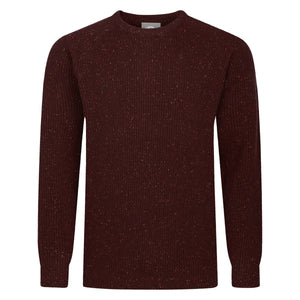 Peter Gribby Mens Ribbed Crew Neck Jumper - Damson
