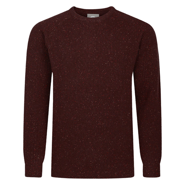 Peter Gribby Mens Ribbed Crew Neck Jumper - Damson Hover Image