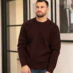 Peter Gribby Mens Ribbed Crew Neck Jumper - Damson