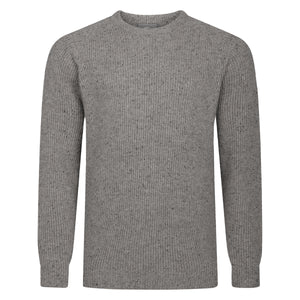 Peter Gribby Mens Ribbed Crew Neck Jumper - Mink