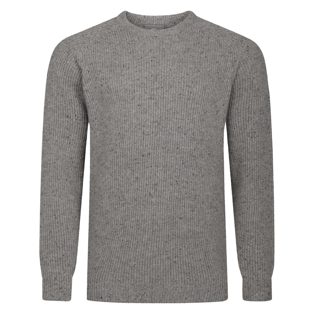 Peter Gribby Mens Ribbed Crew Neck Jumper - Mink
