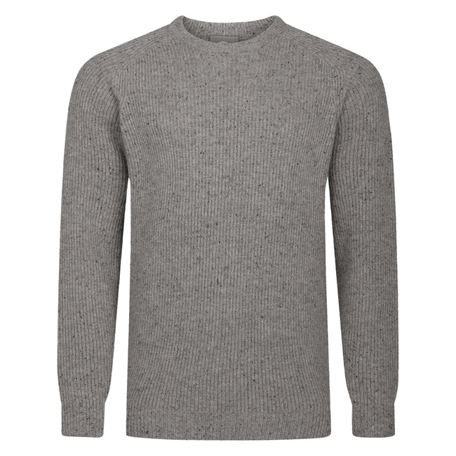Peter Gribby Mens Ribbed Crew Neck Jumper - Mink Hover Image