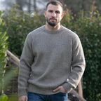 Peter Gribby Mens Ribbed Crew Neck Jumper - Mink
