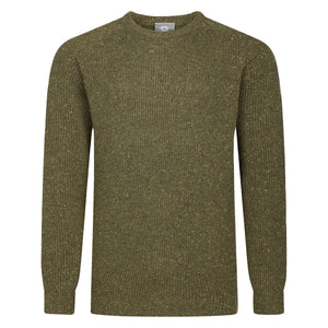 Peter Gribby Mens Ribbed Crew Neck Jumper - Olive