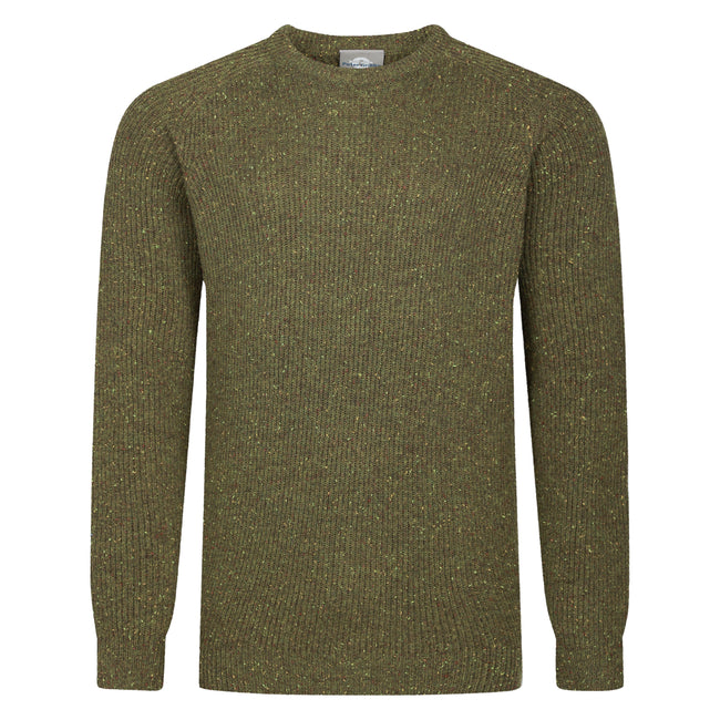 Peter Gribby Mens Ribbed Crew Neck Jumper - Olive Hover Image