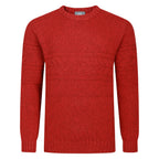 Peter Gribby Mens Guernsey Pattern Crew Neck Jumper - Chilli