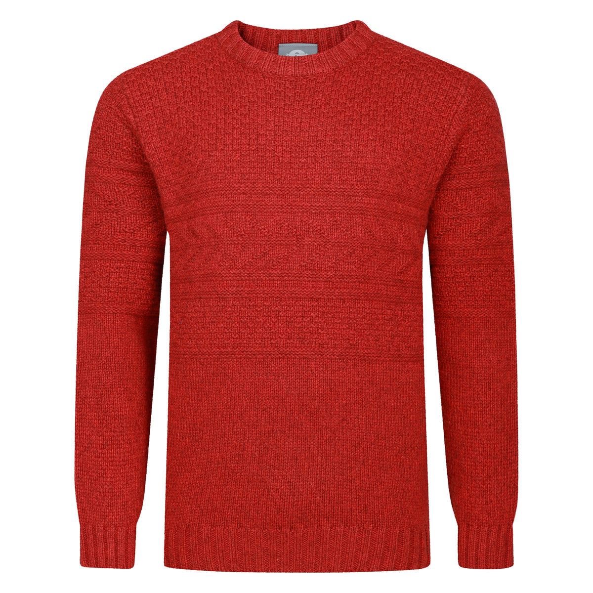 Peter Gribby Mens Guernsey Pattern Crew Neck Jumper - Chilli