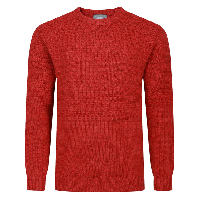 Peter Gribby Mens Guernsey Pattern Crew Neck Jumper - Chilli Hover Image