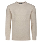 Peter Gribby Mens Guernsey Pattern Crew Neck Jumper - Ecru