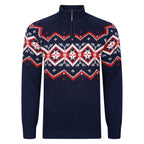 Peter Gribby Mens Nordic Zip Neck Jumper - Navy