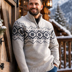 Peter Gribby Mens Nordic Zip Neck Jumper - Silver