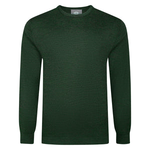 Peter Gribby Mens Merino Acrylic Crew Neck Jumper - Forest Green