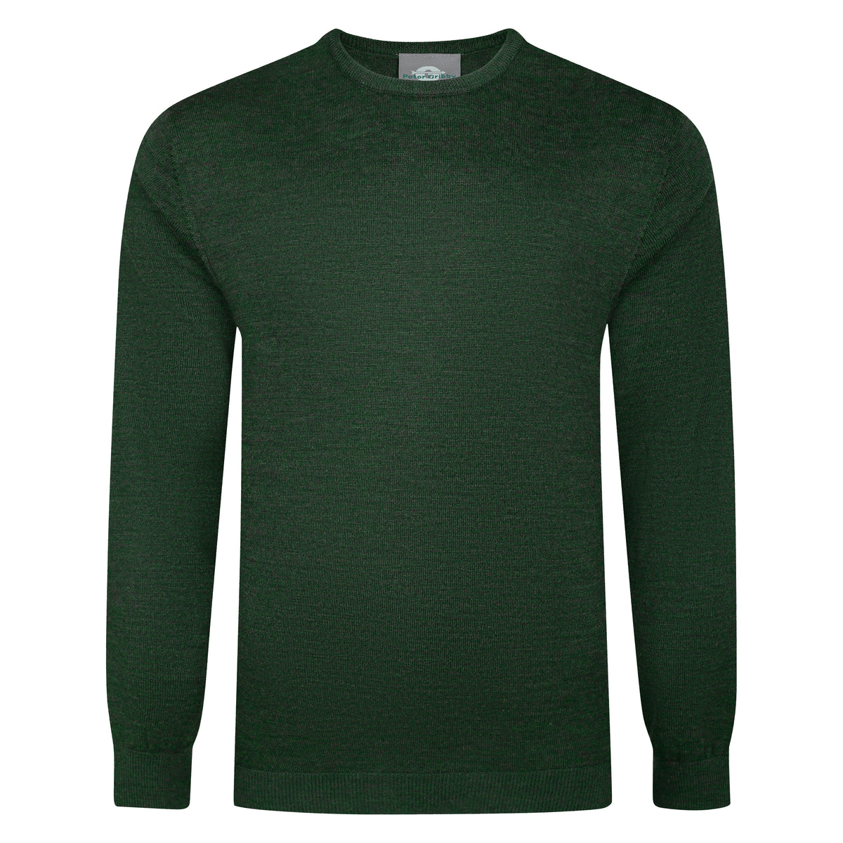 Peter Gribby Mens Merino Acrylic Crew Neck Jumper - Forest Green