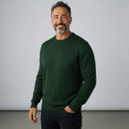 Peter Gribby Mens Merino Acrylic Crew Neck Jumper - Forest Green