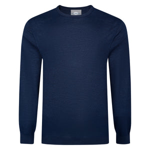 Peter Gribby Mens Merino Acrylic Crew Neck Jumper - French Navy