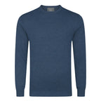 Peter Gribby Mens Merino Acrylic Crew Neck Jumper - Indigo