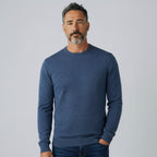 Peter Gribby Mens Merino Acrylic Crew Neck Jumper - Indigo