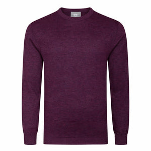 Peter Gribby Mens Merino Acrylic Crew Neck Jumper - Plum