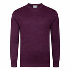 Peter Gribby Mens Merino Acrylic Crew Neck Jumper - Plum