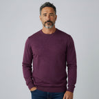 Peter Gribby Mens Merino Acrylic Crew Neck Jumper - Plum