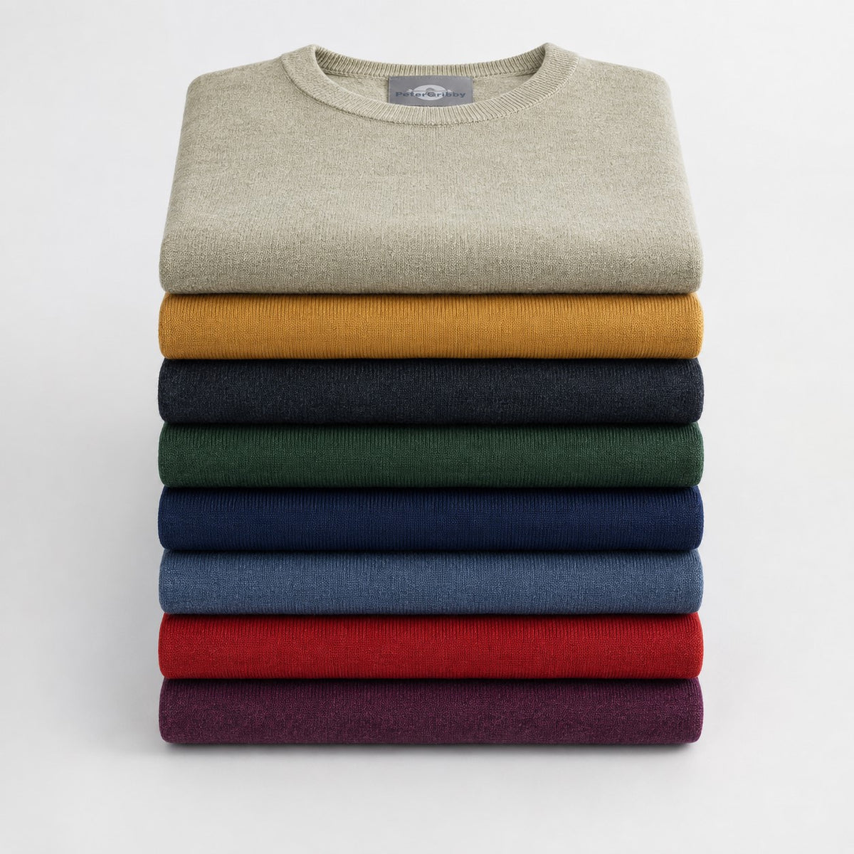 Peter Gribby Mens Merino Acrylic Crew Neck Jumper - Plum