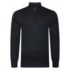 Peter Gribby Mens Merino Acrylic Zip Neck Jumper - Black