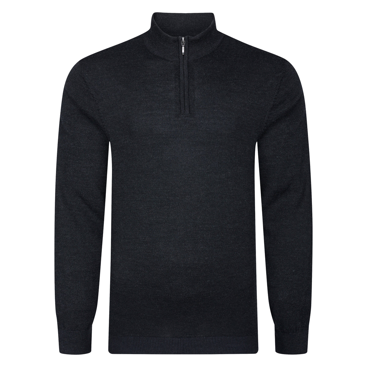 Peter Gribby Mens Merino Acrylic Zip Neck Jumper - Black