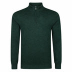 Peter Gribby Mens Merino Acrylic Zip Neck Jumper - Forest Green