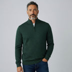 Peter Gribby Mens Merino Acrylic Zip Neck Jumper - Forest Green