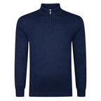 Peter Gribby Mens Merino Acrylic Zip Neck Jumper - French Navy