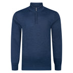 Peter Gribby Mens Merino Acrylic Zip Neck Jumper - Indigo