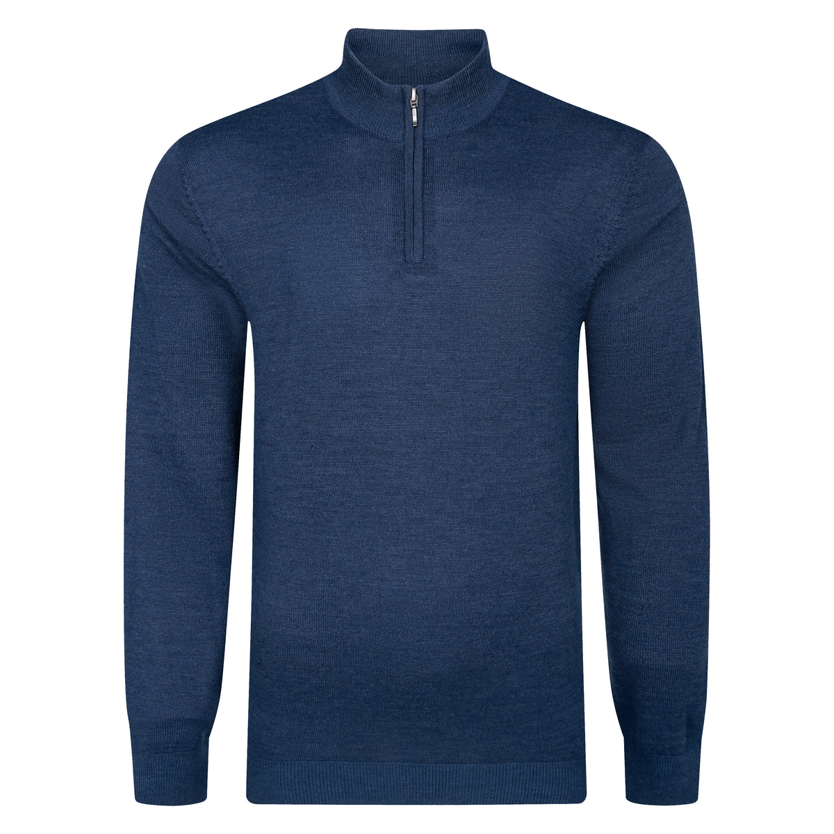 Peter Gribby Mens Merino Acrylic Zip Neck Jumper - Indigo