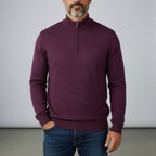 Peter Gribby Mens Merino Acrylic Zip Neck Jumper - Plum