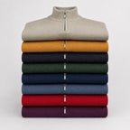 Peter Gribby Mens Merino Acrylic Zip Neck Jumper - Indigo