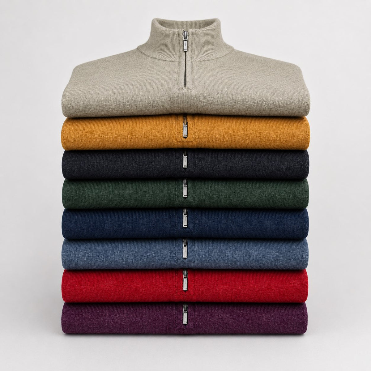 Peter Gribby Mens Merino Acrylic Zip Neck Jumper - Indigo