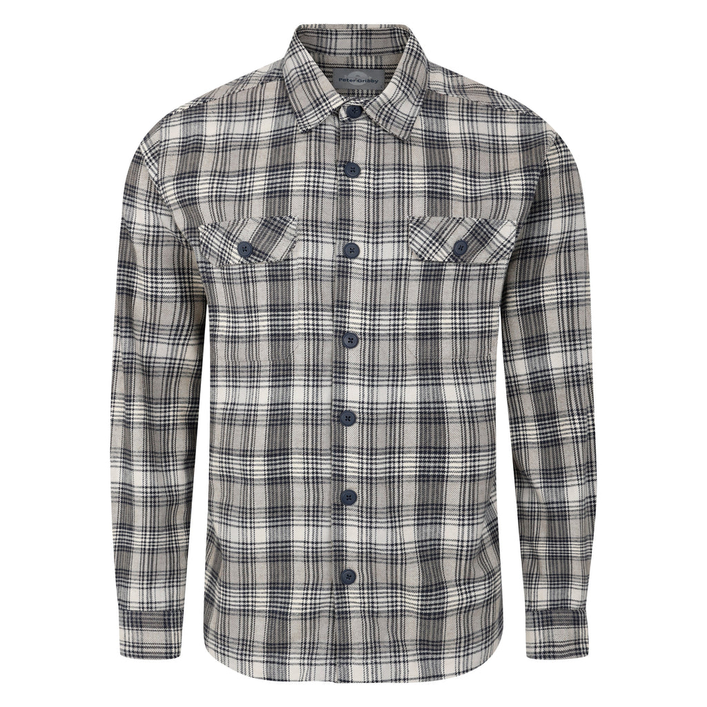 Peter Gribby Cotton Long Sleeved Grey Check Shacket