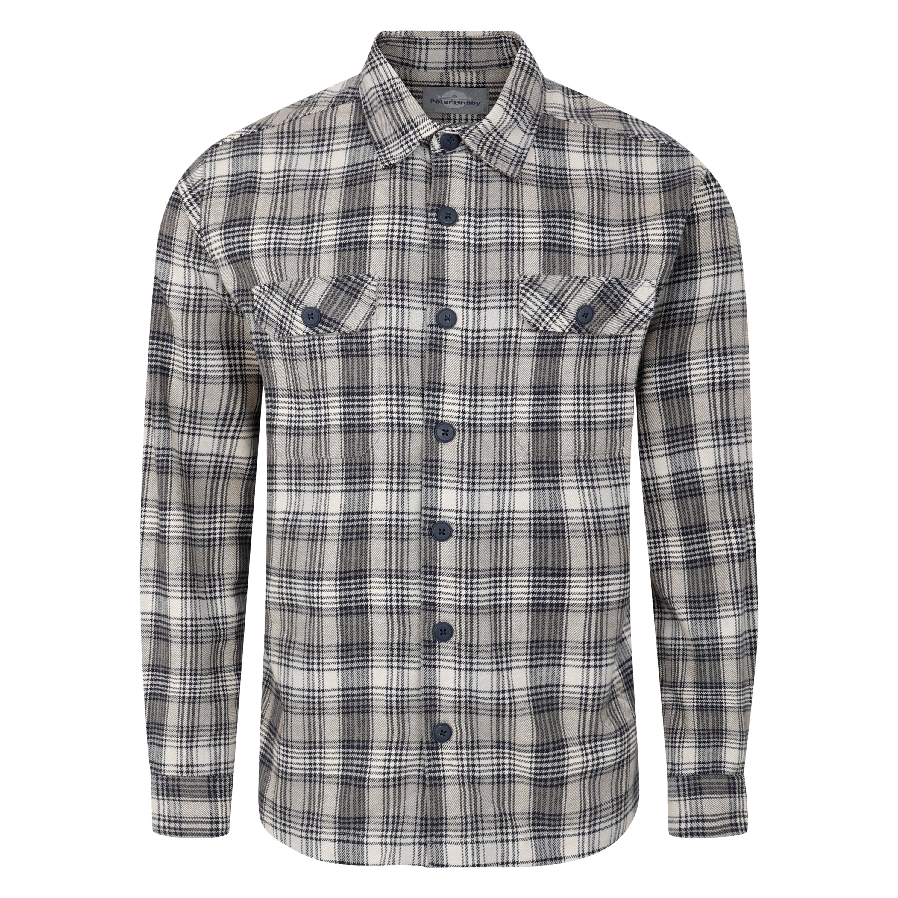 Peter Gribby Cotton Long Sleeved Grey Check Shacket