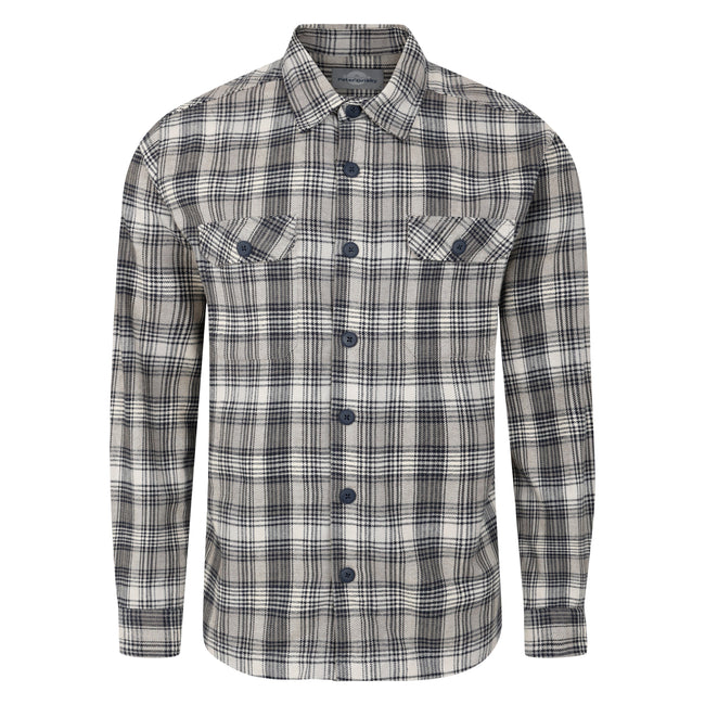 Peter Gribby Cotton Long Sleeved Grey Check Shacket Hover Image