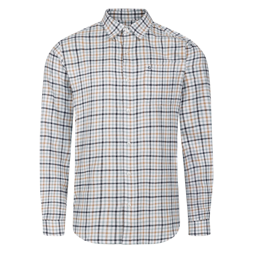 Peter Gribby Long Sleeve Cream Check Shirt - Cream